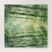 Serene Bamboo Forest Mist Glow Puzzle (Horizontal)