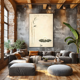 Serene Bamboo und Lotus Zen Art Poster