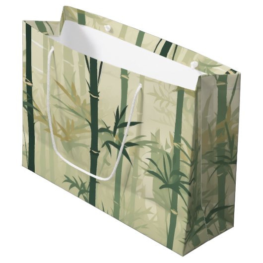Serene Bambusblüten-Asiatisch (3) Große Geschenktüte (Vorderseite Schrägansicht)