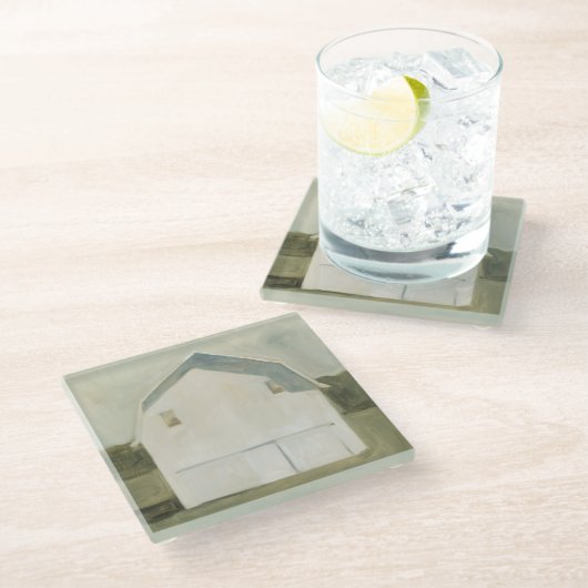 Serene Barn - White Glasuntersetzer (Schrägansicht)