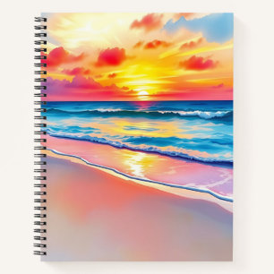 Serene Beach Sunset mit lebhaften Reflektionen Notizblock