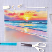 Serene Beach Sunset mit lebhaften Reflektionen Seidenpapier (Handwerk)