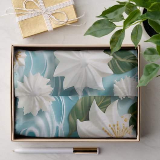 Serene Beach Szene mit Weißmeer Seidenpapier (Geschenk)