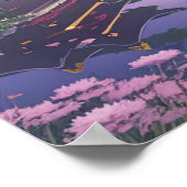 Serene Beauty, Japanischer Tempel am Calm River Poster (Ecke)