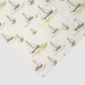 Serene Beige Segelboote auf Sea Pattern Seidenpapier (Ausschnitt)