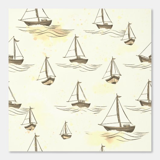 Serene Beige Segelboote auf Sea Pattern Tapete (Vorderseite)