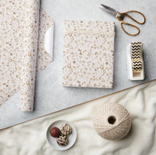 Serene Beige Wasserfarbe Botanik Geschenkpapier
