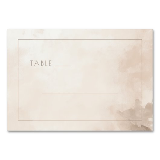 Serene Beige Wasserfarbenlinien Tischnummer (Vorderseite)