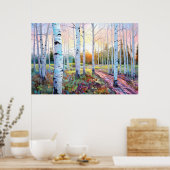 Serene Birch Forest Wasserfarbe Kunst Printing Poster (Küche)