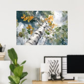 Serene Birch Forest Wasserfarbe Kunst Printing Poster (Heimbüro)