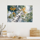 Serene Birch Forest Wasserfarbe Kunst Printing Poster (Küche)