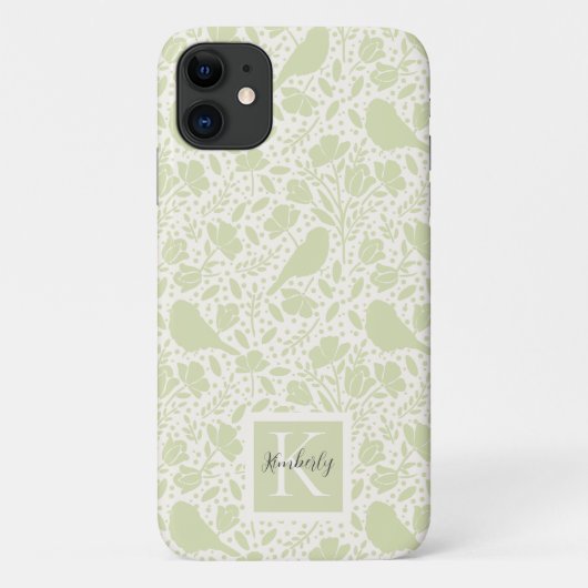 Serene Birds & Florals Mit Monogramm Case-Mate iPhone Hülle (Rückseite)