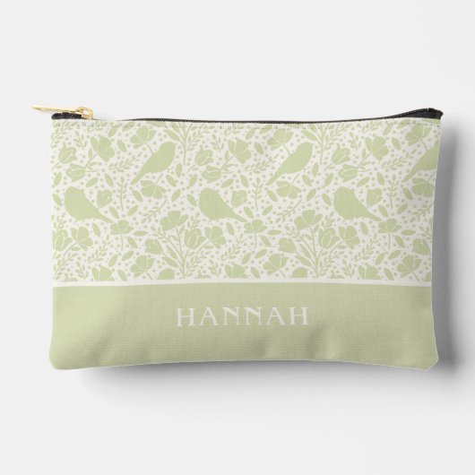 Serene Birds & Florals Mit Monogramm Zubehörtasche (Vorderseite)