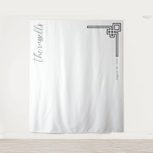 Serene Black Geometric Lines Wandteppich (Vorderseite)