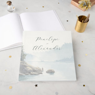 Serene Blaue Aquarell-Seelandschaft Gästebuch