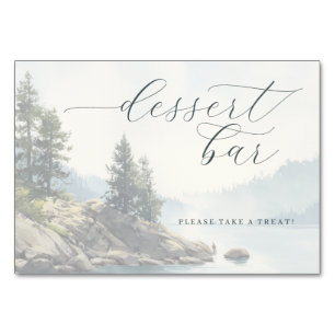 Serene Blaue Aquarell-Seelandschaft Tischnummer
