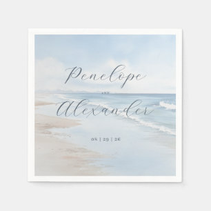 Serene Blaue Strandwellen Serviette