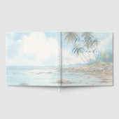 Serene Blaue Wasserfarben-Strandszene Gästebuch (Voll)