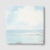 Serene Blaue Wasserfarben-Strandszene Gästebuch (Rückseite)