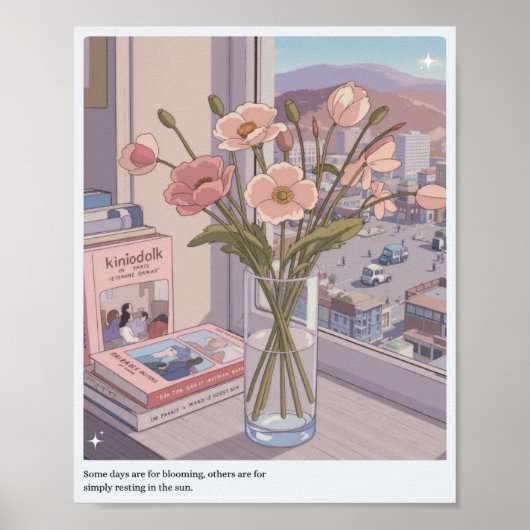 Serene Bloom Window View Art Print Poster (Vorne)