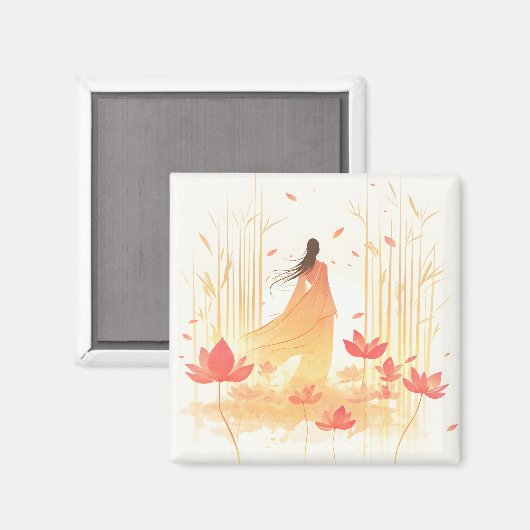 Serene Blossom Lotus Garden Magnet (Vorderseite/Rückseite)