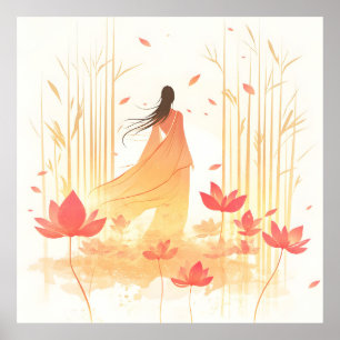 Serene Blossom Lotus Garden Poster
