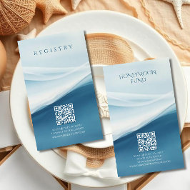 Serene Blue Abstract Beach Wedding Regirstry Begleitkarte