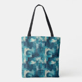 Serene Blue Abstrakt Personalisiert Tote Bag Tasche (Rückseite)