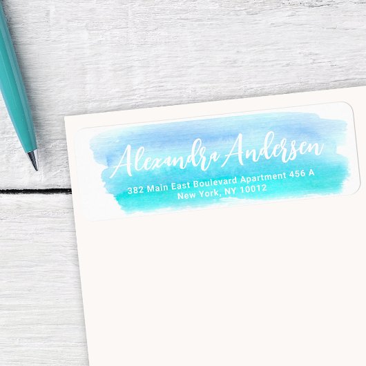 Serene Blue Aquamarin Watercolor Rücksendeadresse