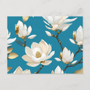 Serene Blue Background mit Magnolia Postkarte