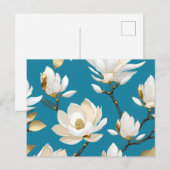Serene Blue Background mit Magnolia Postkarte (Vorne/Hinten)