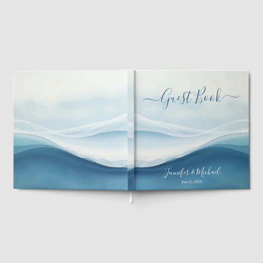 Serene Blue Beach Abstract Wedding Gästebuch (Voll)