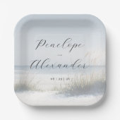 Serene Blue Beach Scene Pappteller (Vorderseite)