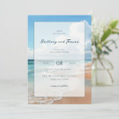 Serene Blue Beach Waves Einladung (Stehend Vorderseite)