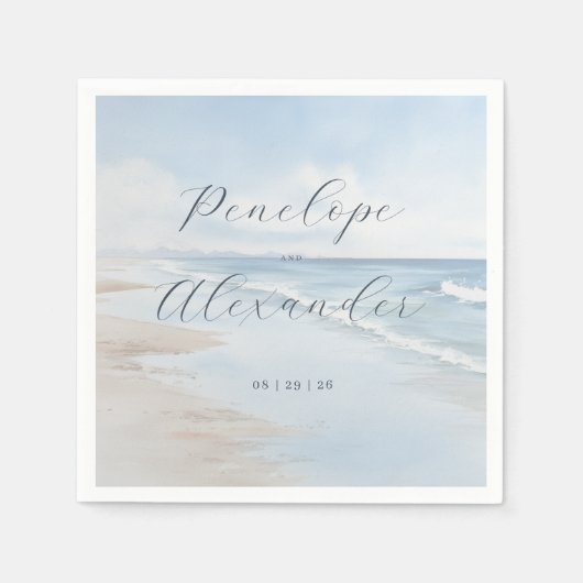 Serene Blue Beach Waves Serviette (Vorderseite)