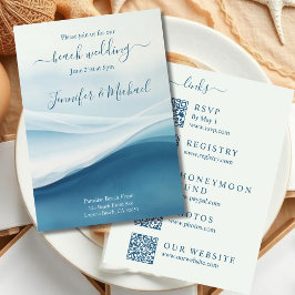 Serene Blue Beach Wedding-All In One Einladung