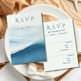 Serene Blue Beach Wedding Meal options RSVP Karte