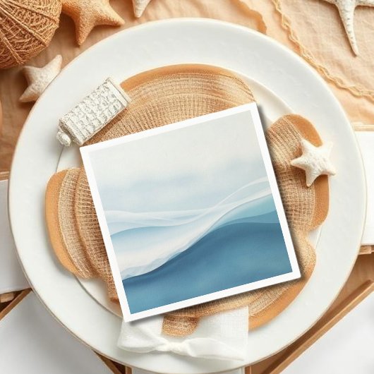 Serene Blue Beach Wedding Serviette