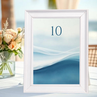 Serene Blue Beach Wedding Table Numbers Tischnummer