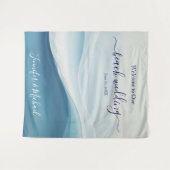 Serene Blue Beach Wedding Welcome Sign Wandteppich (Vorderseite (Horizontal))