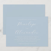 Serene Blue Elegant Calligraphy Einladung (Vorne/Hinten)