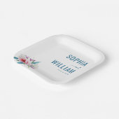 Serene Blue Floral Elegancy Pappteller (Gewinkelt)