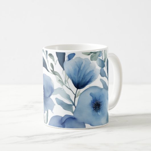 Serene Blue Floral Kaffeetasse (VorderseiteRechts)