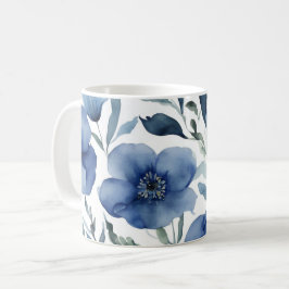 Serene Blue Floral Kaffeetasse