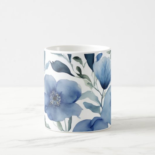 Serene Blue Floral Kaffeetasse (Mittel)