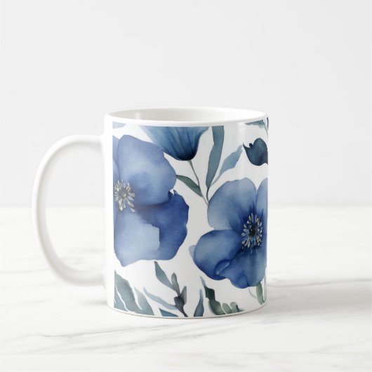 Serene Blue Floral Kaffeetasse (Links)
