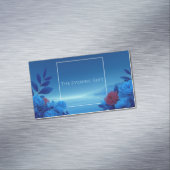 Serene Blue Floral Seascape Pink Accent Magnetische Visitenkarte (Beispiel)