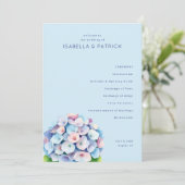 Serene Blue Floral Wedding Ceremony Programm (Stehend Vorderseite)