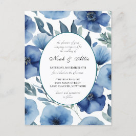 Serene Blue Floral Wedding Einladungen