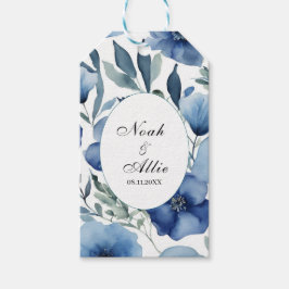 Serene Blue Floral Wedding Einladungen Geschenkanhänger